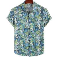 Camisa hawaiana con estampado de hojas para hombre, cárdigan vintage, floral, retro, social, hawaiana, Haruku, moda coreana, - details 15
