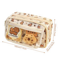 Estuche para lápices bonito, estuche transparente para lápices multicapa, estuche para lápices Capybara de gran capacidad, estuche para lápices con apertura amplia para niños - details 0