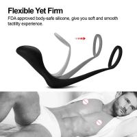 Leten 2 en 1 Slilcone x Anal Plug Masaje de Próstata Masculino Retraso de Eyaculación Anillo Estimulador Juguetes Sexuales para Adultos para Hombres Gay - details 2
