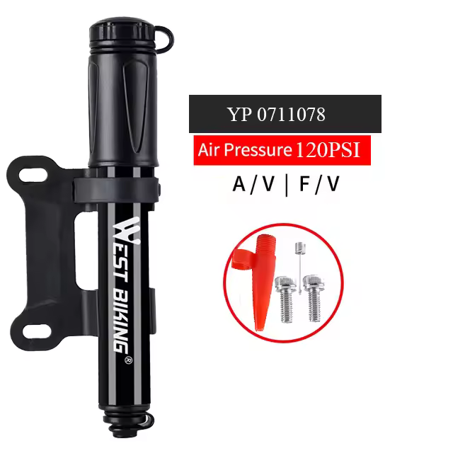 WEST BIKING-minibomba de mano para bicicleta, inflador de aire portátil, ultraligero, de alta presión, Presta Schrader, 110PSI - 1