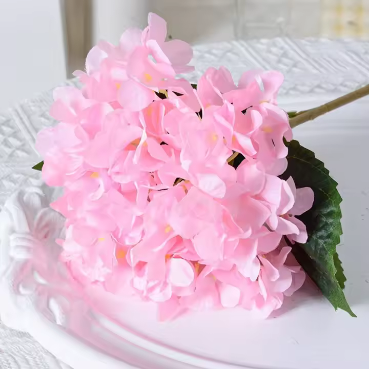 Hortensia Artificial para jardín de boda, ramo de flores coloridas azules, flores de seda falsas realistas, 45CM - 1
