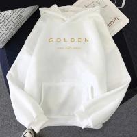Sudadera con Capucha Dorada JungKook Estilo Estético para Mujer Impresión de Letra de Álbum - details 3
