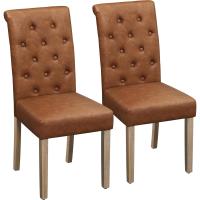 Juego de 2 Sillas de Comedor Silla Acolchada con Respaldo Alto Patas de Madera Silla Tela para Comedor Cocina Color Marrón - details 6