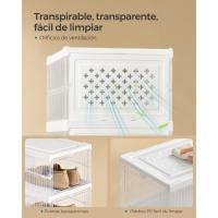 Juego de Organizadores de Zapatos 12 Cajas Apilables, 2 Zapateros Plegables y Portátiles, Hasta Talla 46, Montaje en 60s, Transparente y Blanco - details 22