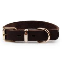 marrón cuero genuino estilo clásico Collar de perro resistente ustable para razas pequeñas, medianas y grandes - details 2
