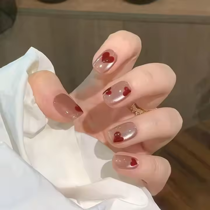 24 piezas de uñas postizas almendro rosa y nude para mujeres y niñas, decoración de uñas con lazo falso de resina, artículos de manicura - 1
