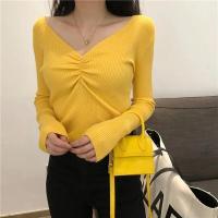 2025 suéter Sexy con cuello en V para mujer, Jersey de punto de otoño, Jersey elegante suave coreano ajustado de manga larga para mujer, Top básico nuevo de invierno - details 25