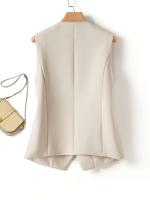 Moda corta de primavera y otoño de color claro para mujer, cuello en V, hebilla diagonal, chaleco elegante versátil Trabo, chaqueta, top - details 1