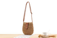 Bolsa de papel tejida pequeña para fotografía, bolsa cruzada versátil, estilo bosque, playa, vacaciones en la playa, nueva cuerda - details 2