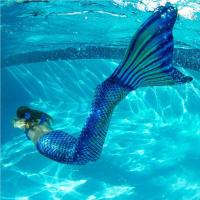 Disfraz de cola de pez de sirena y pavo real para niñas, Little Tails, con monoaleta para nadar, vestido de verano para niños. - details 0