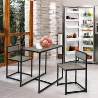 3 Piezas, 1 Mesa de Comedor con 2 Sillas, Conjunto de Comedor Pequeño para 2 Personas, Diseño Ahorro Espacio, Juego de Bistró para Bar, Balcón (Natural) - details 17