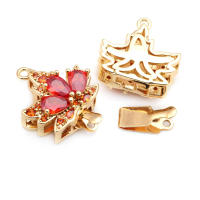 4 juegos de collares de hojas de árbol de latón y circonita de Color dorado de 18K, cierres de conexión, suministros de joyería Diy, accesorios - details 14