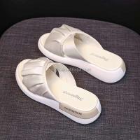 Sandalias planas de alta calidad con borde en forma de abanico, cuña alta, Eva, PVC, color nude, precio bajo - details 7