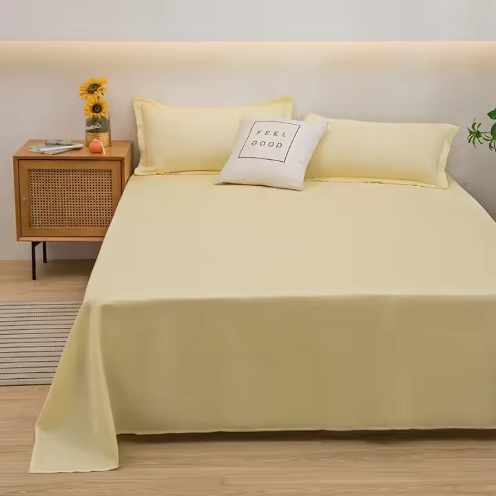 Sábana de Algodón Aloe Puro de Color Sencillo Pieza Única para Cama Doble - 1