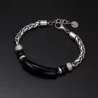Pulseras Hombre de Acero Titanio y Ojo de Tigre, Diseño Industrial con Piedras Naturales, Joyería Masculina Atrevida, Regalos para Hombre 2025 - details 5