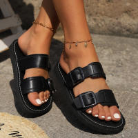 Zapatos planos de estilo británico para mujer, zapatillas de playa informales con hebilla romana, novedad de verano, 2024 - details 14