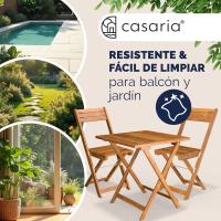 Conjunto Muebles de Balcón 3 Mesa 2 Sillas Plegables Juego Completo Jardín Terraza Madera Acacia - details 2