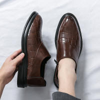 Zapatos formales con cremallera lateral de empalme clásico para hombre, zapatos de cuero informales británicos de tacón bajo de PU - details 18
