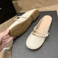 Baotou media zapatillas mujer desgaste exterior, verano nueva noche de hadas viento fondo plano sin tacón persona perezosa zapatos de un pie - details 6