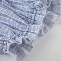 Pantalones cortos básicos cómodos e informales sueltos con botones de cintura elástica tejidos a rayas de verano para mujer - details 106