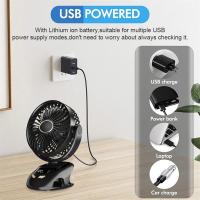 Ventilador pequeño con Clip para escritorio, ventilador Personal portátil con Clip USB para casa, oficina, cama de viaje, cochecito, Camping, Aire libre, blanco - details 7