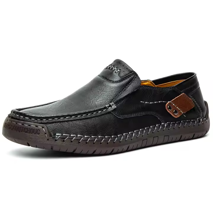 Zapatos de cuero hechos a mano para hombre, mocasines casuales y cómodos, zapatos planos para caminar al aire libre, talla real para adultos. - 1
