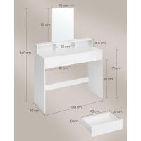 Mesa de Maquillaje Moderna con Espejo Grande Gabinete con 2 Cajones y 3 Compartimentos - details 20