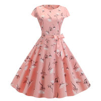 Women summer vintage 1950s 60s big swing party polka dot dress - details 16