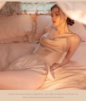 Conjunto de pijama con cuello en V y tirantes para mujer, pijama sexy, ropa interior de satén, 2 piezas - details 27