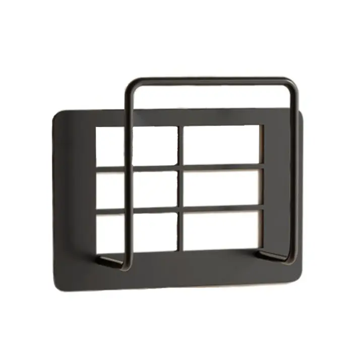 Soporte de enrutador montado en la pared, fácil de instalar, estante de almacenamiento blanco sin perforación, enrutadores de estante versátiles de Metal negro - 1