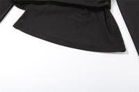 BUNO-Camiseta negra de manga larga con hombros descubiertos para mujer, jersey ajustado a la moda de cintura alta, Top liso Y2k 2024 - details 12