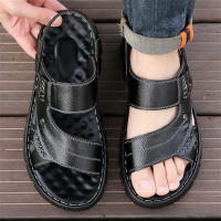 Zapatillas de hombre nuevas de verano con suela suave para papás de mediana edad y mayores, sandalias de playa de doble propósito para hombre - details 0
