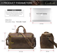 CONTACT'S-Bolsa de equipaje Vintage de cuero genuino para hombre, bolso de viaje de negocios, bolso de hombro de gran capacidad - details 2