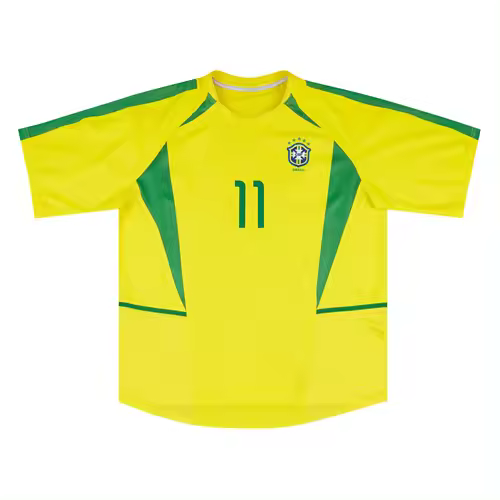 Camiseta de fútbol local de Brasil 2002 Personalizada 11 RONALDINHO 10 RIVALDO 9 RONALDO Retro Camiseta - 1