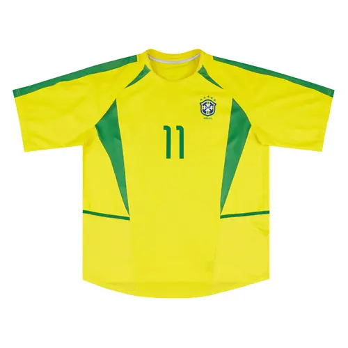 Camiseta de fútbol local de Brasil 2002 Personalizada 11 RONALDINHO 10 RIVALDO 9 RONALDO Retro Camiseta - 1