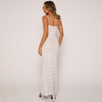 Vestido Largo Transparente de Verano 2025 - Vestido de Noche Ajustado de Color Sólido Sexy sin Mangas con Encaje Trenzado para Mujer - details 9