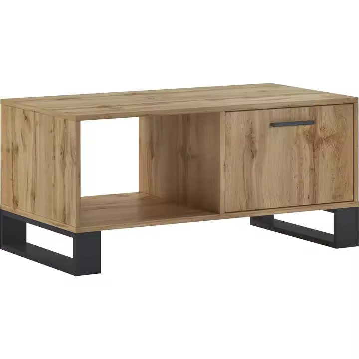 Mesa de Centro con Puertas de Roble Rústico Estilo Único para Tu Hogar Medidas 92cm x 50cm x 45cm - 1