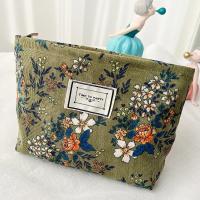 Bolsa de Maquillaje de Pana Retro con Estampado de Flor Ideal para Viajes Organizador de Cosméticos - details 4