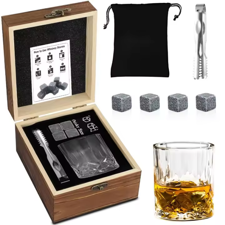 día del padre,Juego de vino de piedra de vino helado Caja de regalo de copa de vino de copa de whisky - 1