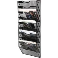 Organizador de Archivos Portafolletos de Pared y Revistero Soporte para Documentos A4 con Etiquetas Metal,Negro - details 0