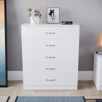 Cajónera de 5 Cajones de Metal con Tiradores y Rieles Soporte Exclusivo Antideinclinación para Cajón Muebles de Dormitorio Riano en Blanco - details 1