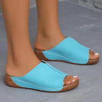 Sandalias de Cuña para Mujer Nueva Moda de Verano Punta Abierta Cómodas Transpirables con Hebilla Zapatos para Mujer Color Blanco - details 5