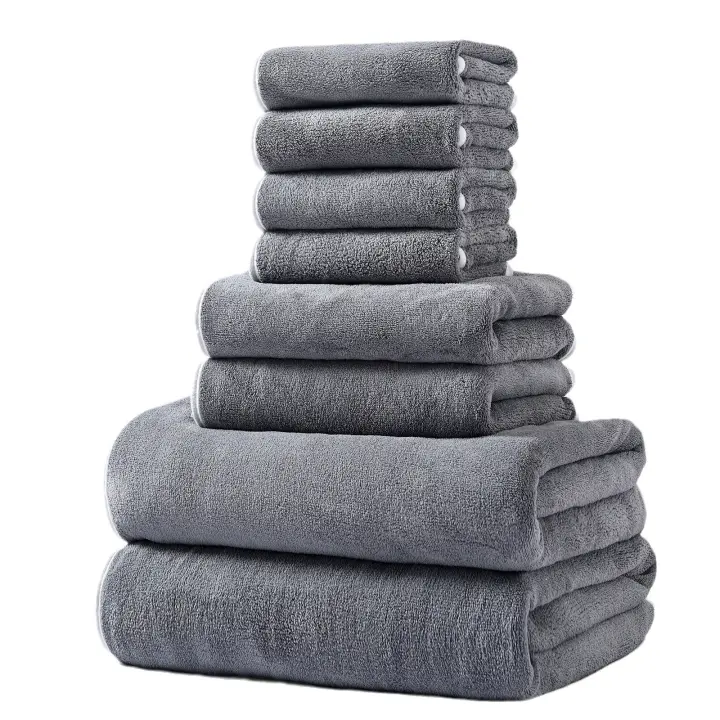 Juego de Toallas de 8 Piezas, 2 Toallas de Baño, 2 Toallas de Mano y 4 Paños de Lavado, suaves y Altamente Absorbentes - 1