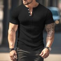 Moda y Estados Unidos color sólido nuevo verano de manga corta comercio exterior camisa casual Camiseta de punto - details 1