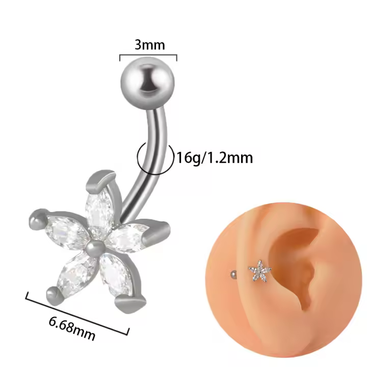 Piercing para cejas de titanio, 1 piezas, G23, Daith, anillo cómodo, curvado, Tragus, pendiente, hélice delantera, Piercings Carti - 1