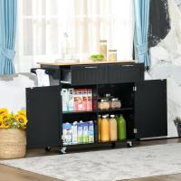 Cocina con ruedas, carrito de cocina, mueble auxiliar de cocina con 2 puertas, 2 cajones, toallero y estante ajustable para comedor/salón, 104x46x91 cm, negro - details 7