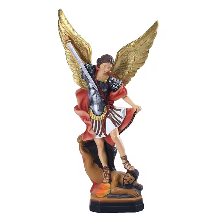 Figura de Resina de San Micael Arcángel Matando Demonio Adorno para Escritorio y Decoración del Hogar Regalo de Luz y Décor - 1