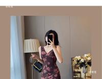 Vestido floral francés para mujer, nuevo diseño de verano, temperamento sin mangas, cintura alta adelgazante, falda larga de cola de pez - details 4