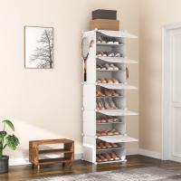 Zapatero de Plástico Portátil 8 Niveles, 32 Pares, Organizador para Armario, Entrada, Dormitorio, Pasillo Blanco, 2 x 8 - details 17