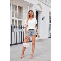 Blusa de manga corta con estampado de leopardo de verano, camisa informal para mujer, tops finos y elegantes con cuello en V para mujer - details 8